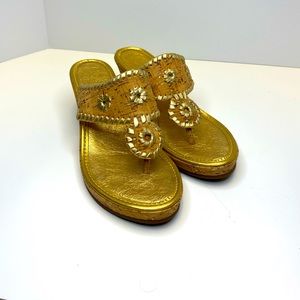 Jack Rogers Cork/Gold Wedge Sandals size 6.5